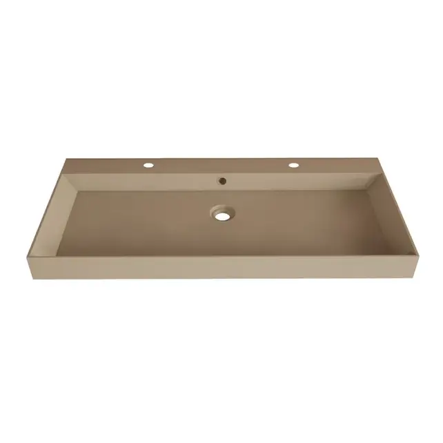 Wastafel Lako Mat Cappuccino 100x46x7cm 2 kraangaten Wastafel Lako Mat Cappuccino 100x46x7cm 2 kraangaten