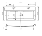 Wastafel Lako Mat Cappuccino 120x46x7cm enkele wasbak 0 kraangaten Wastafel Lako Mat Cappuccino 120x46x7cm enkele wasbak 0 kraangaten