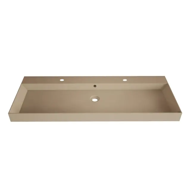 Wastafel Lako Mat Cappuccino 140x46x7cm enkele wasbak 2 kraangaten Wastafel Lako Mat Cappuccino 140x46x7cm enkele wasbak 2 kraangaten
