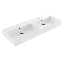 Wastafel Edge Dubbele wasbak 120 cm Glans Wit met kraangat keramiek