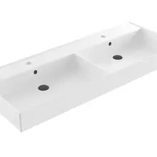 Wastafel Edge Dubbele wasbak 120 cm Glans Wit met kraangat keramiek