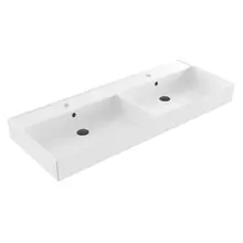Wastafel Edge Dubbele wasbak 120 cm Glans Wit met kraangat keramiek
