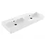 SANI-SUPPLY Wastafel Edge Dubbele wasbak 120 cm Glans Wit met kraangat keramiek