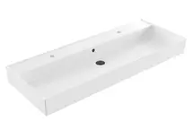Wastafel Edge Enkele wasbak 120 cm Glans Wit met kraangaten keramiek