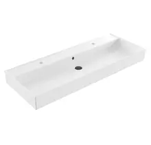 Wastafel Edge Enkele wasbak 120 cm Glans Wit met kraangaten keramiek
