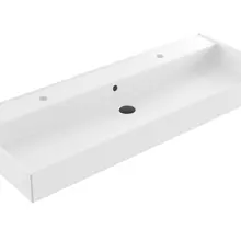 Wastafel Edge Enkele wasbak 120 cm Glans Wit met kraangaten keramiek