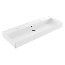 Wastafel Edge Enkele wasbak 120 cm Glans Wit met kraangaten keramiek