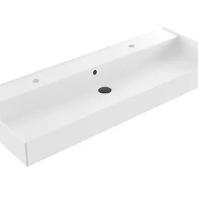 Wastafel Edge Enkele wasbak 120 cm Glans Wit met kraangaten keramiek