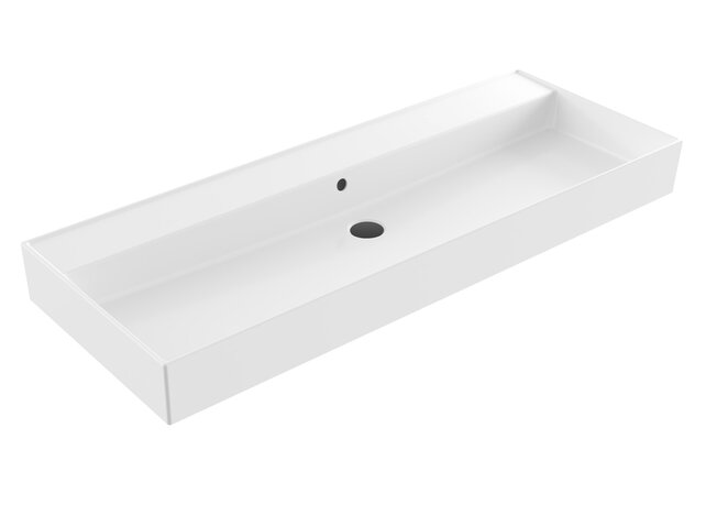 Wastafel Edge Enkele wasbak 120 cm Glans Wit met kraangaten keramiek Wastafel Edge Enkele wasbak 120 cm Glans Wit met kraangaten keramiek