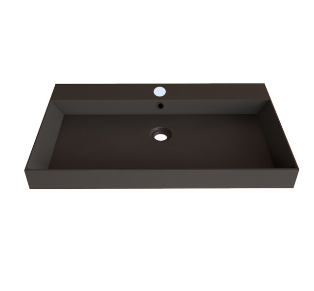 Wastafel Lako Mat Zwart 80x46x7cm 0 kraangaten Wastafel Lako Mat Zwart 80x46x7cm 0 kraangaten