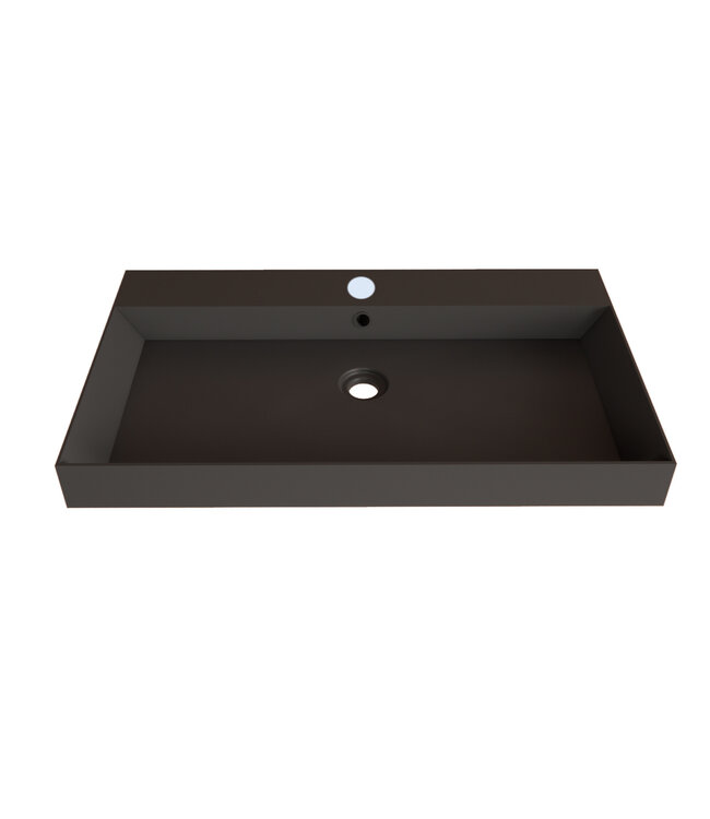 Wastafel Lako Mat Zwart 80x46x7cm 0 kraangaten