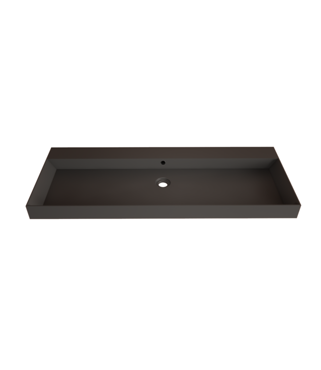 Wastafel Lako Mat Zwart 120x46x7cm enkele wasbak 2 kraangaten