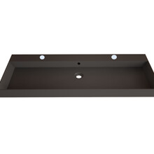 Wastafel Lako Mat Zwart 140x46x7cm enkele wasbak 2 kraangaten