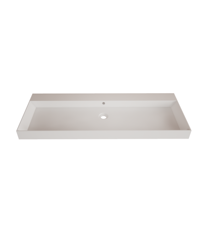 Wastafel Lako Mat Wit 140x46x7cm enkele wasbak 2 kraangaten