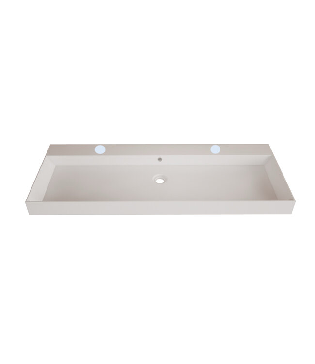 Wastafel Lako Mat Wit 140x46x7cm enkele wasbak 0 kraangaten