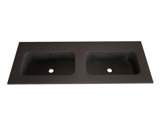 Wastafel Asia Mat Zwart 140cm Dubbele wasbak 2 kraangaten