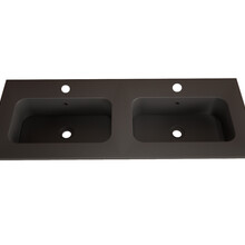 Wastafel Asia Mat Zwart 140cm Dubbele wasbak 2 kraangaten