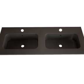 Wastafel Asia Mat Zwart 140cm Dubbele wasbak 2 kraangaten