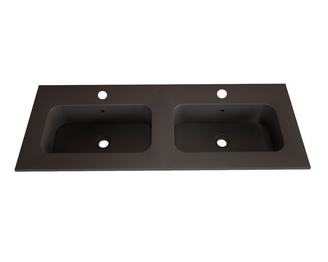 Wastafel Asia Mat Zwart 140cm Dubbele wasbak 2 kraangaten