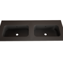 Wastafel Asia Mat Zwart 140cm Dubbele wasbak 0 kraangaten