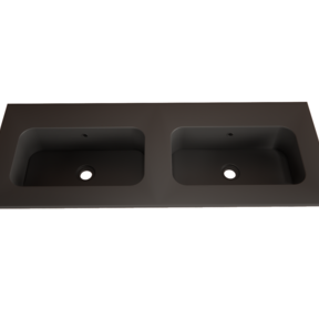Wastafel Asia Mat Zwart 140cm Dubbele wasbak 0 kraangaten