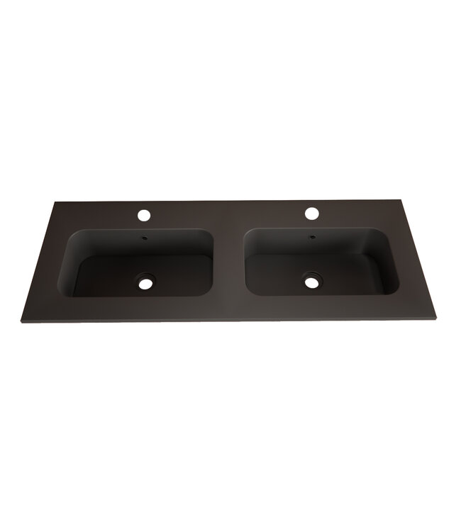 Wastafel Asia Mat Zwart 140cm Dubbele wasbak 0 kraangaten