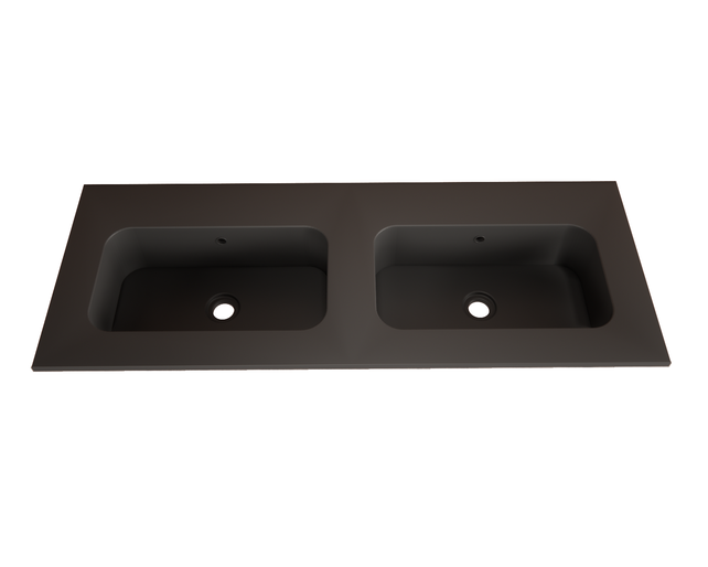 Wastafel Asia Mat Zwart 120cm Dubbele wasbak 0 kraangaten Wastafel Asia Mat Zwart 120cm Dubbele wasbak 0 kraangaten