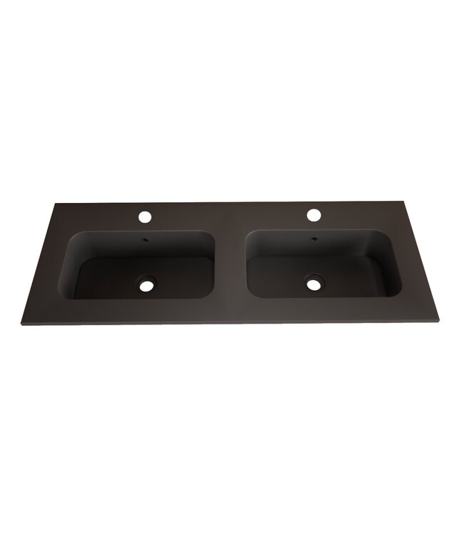 Wastafel Asia Mat Zwart 120cm Dubbele wasbak 0 kraangaten