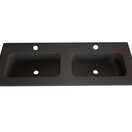Wastafel Asia Mat Zwart 120cm Dubbele wasbak 2 kraangaten