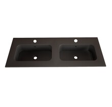Wastafel Asia Mat Zwart 120cm Dubbele wasbak 2 kraangaten