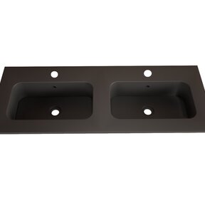 Wastafel Asia Mat Zwart 120cm Dubbele wasbak 2 kraangaten