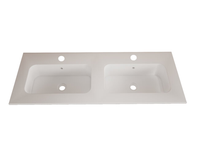 Wastafel Asia Mat Wit 120cm Dubbele wasbak 0 kraangaten
