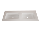 Wastafel Asia Mat Wit 120cm Dubbele wasbak 2 kraangaten