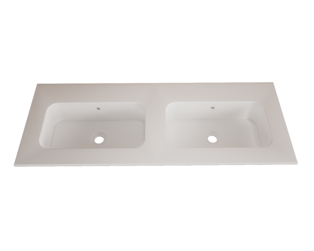 Wastafel Asia Mat Wit 120cm Dubbele wasbak 2 kraangaten