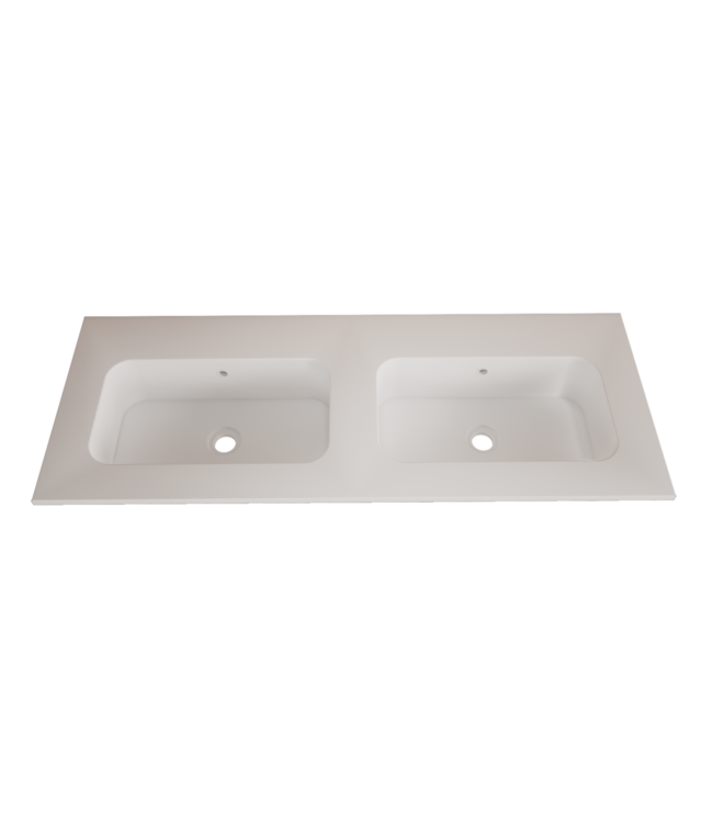 Wastafel Asia Mat Wit 120cm Dubbele wasbak 2 kraangaten