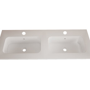 Wastafel Asia Mat Wit 120cm Dubbele wasbak 2 kraangaten