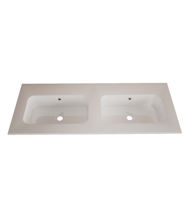 Wastafel Asia Glans Wit 120cm Dubbele wasbak 2 kraangaten