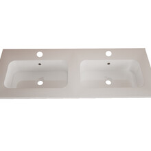 Wastafel Asia Glans Wit 120cm Dubbele wasbak 2 kraangaten