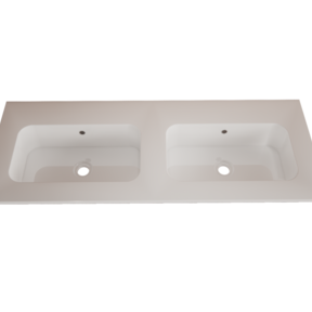 Wastafel Asia Glans Wit 120cm Dubbele wasbak 0 kraangaten