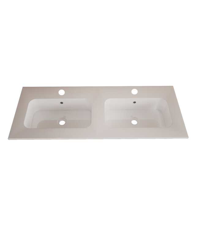 Wastafel Asia Glans Wit 120cm Dubbele wasbak 0 kraangaten
