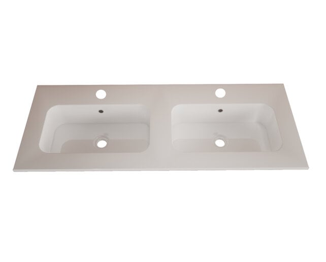 Wastafel Asia Glans Wit 140cm Dubbele wasbak 0 kraangaten