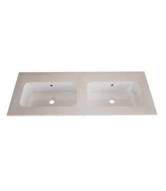 GLISS DESIGN Wastafel Asia Glans Wit 140cm Dubbele wasbak 0 kraangaten