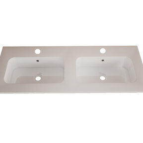 Wastafel Asia Glans Wit 140cm Dubbele wasbak 2 kraangaten