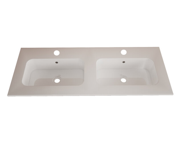 Wastafel Asia Glans Wit 140cm Dubbele wasbak 2 kraangaten Wastafel Asia Glans Wit 140cm Dubbele wasbak 2 kraangaten