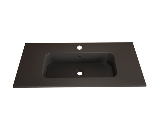 Wastafel Asia Mat Zwart 100cm wasbak zonder kraangat