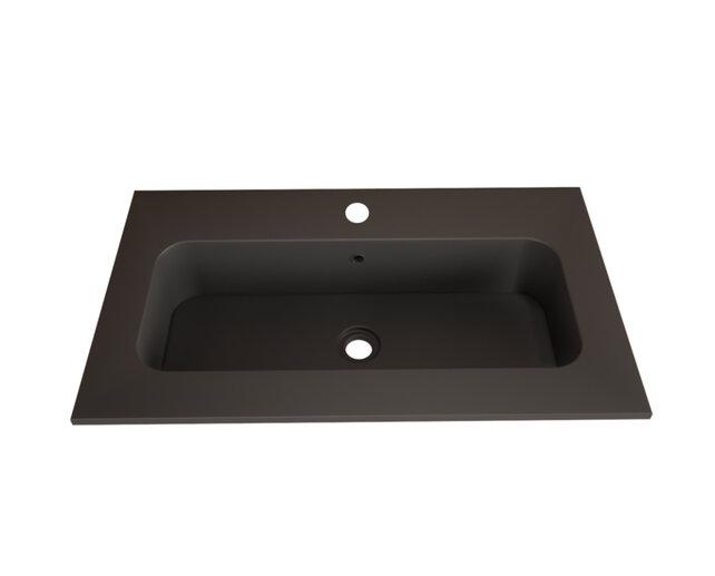 Wastafel Asia Mat Zwart 70cm wasbak zonder kraangat