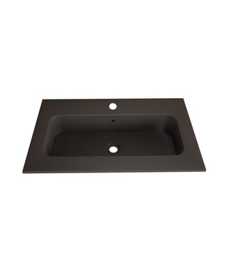 GLISS DESIGN Wastafel Asia Mat Zwart 70cm wasbak met kraangat