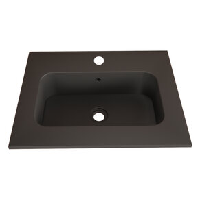 Wastafel Asia Mat Zwart 60cm wasbak met kraangat