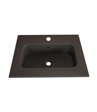 GLISS DESIGN Wastafel Asia Mat Zwart 60cm wasbak met kraangat