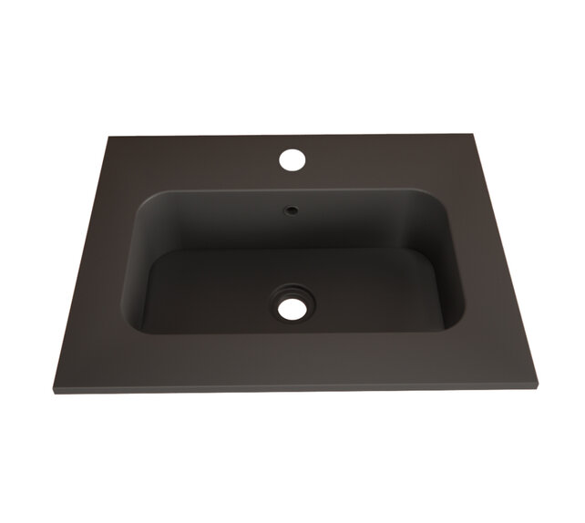 Wastafel Asia Mat Zwart 60cm wasbak met kraangat Wastafel Asia Mat Zwart 60cm wasbak met kraangat